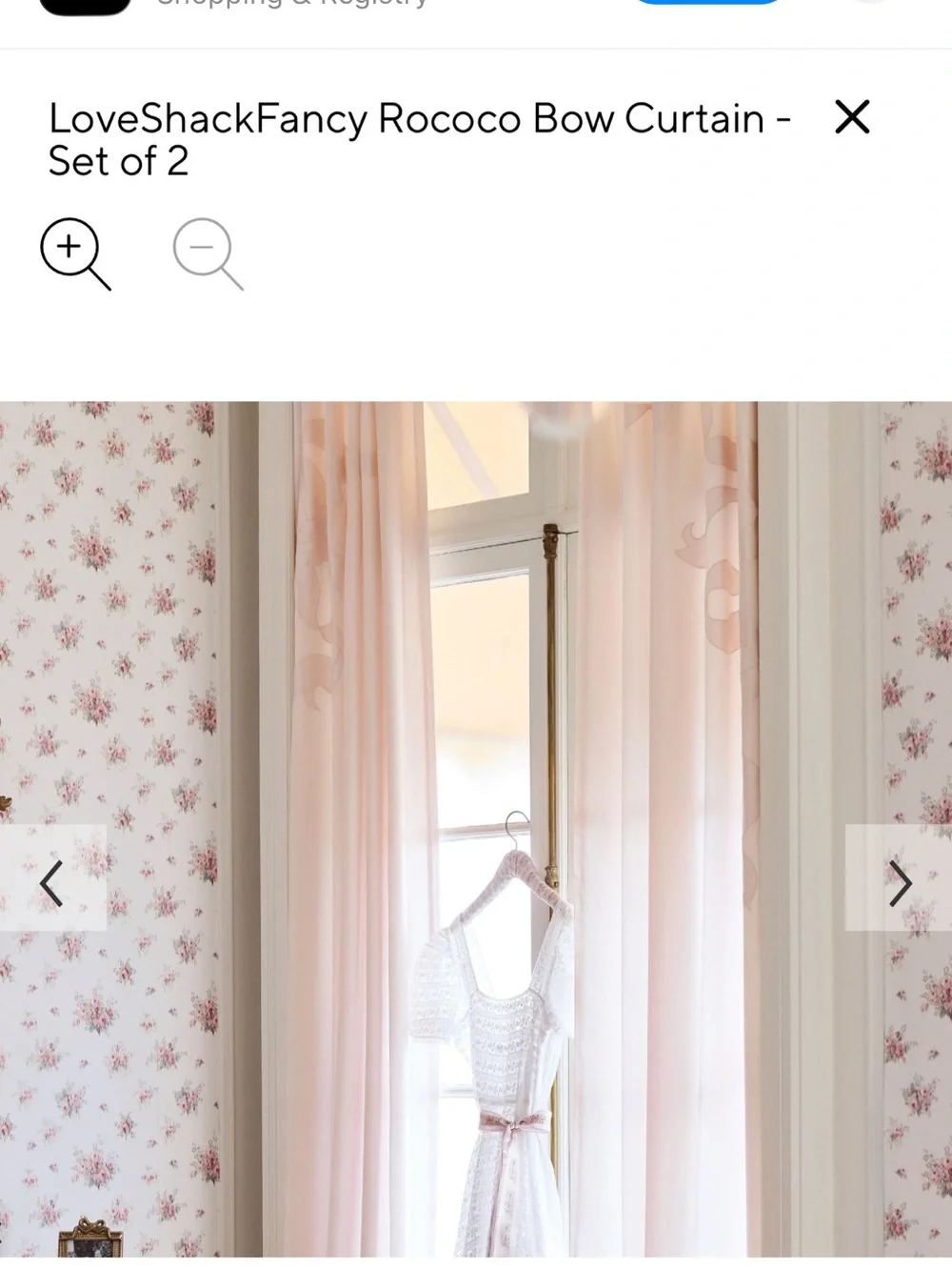 LoveShackFancy Pale Pink Floral Sheer-Accent Curtain Panels
